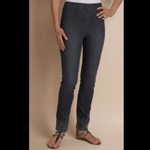 Soft Surroundings Pull On Sparkle Gray Pants / Jeans